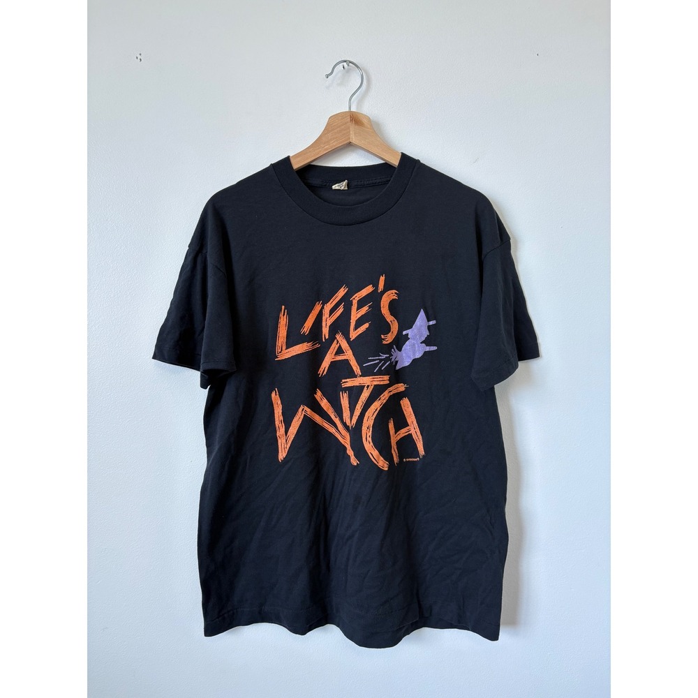 Vintage Life's a Witch Halloween Single Stitch Shirt – Black – XL